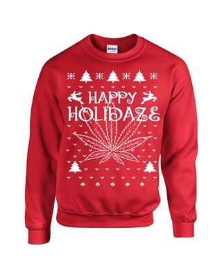 Happy Holidaze Ugly Sweater Unisex Crew Sweatshirt (B103)