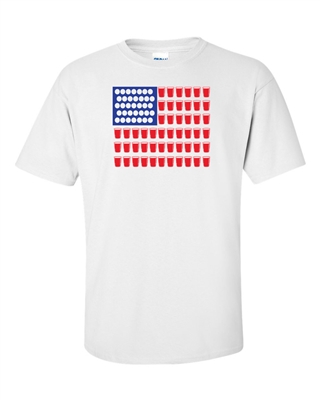 American Flag Beer Pong Men's T-Shirt (1081)