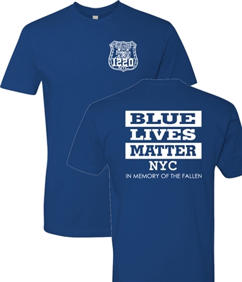 Blue Lives Matter Front & Back Block Print Men's T-Shirt (1167)