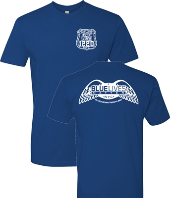 Blue Lives Matter Badge on Front and Wings on Back Men's T-Shirt (1166)