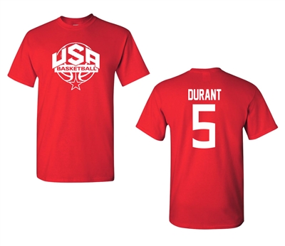USA Men's Basketball Kevin Durant #5 Front & Back Men's T-Shirt (1401)
