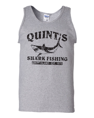 Quint's Shark Fishing - Jaws Black Print Men's Tank Top (1412)