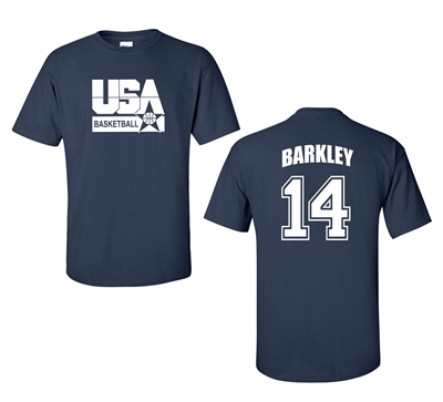 Retro USA Men’s Basketball Barkley #14 Front & Back Men's T-Shirt (1460)