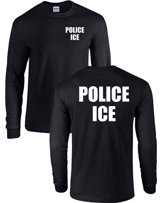 Police ICE US Immigration Printed on Front & Back Men's LONG SLEEVE T-Shirt  (1627)