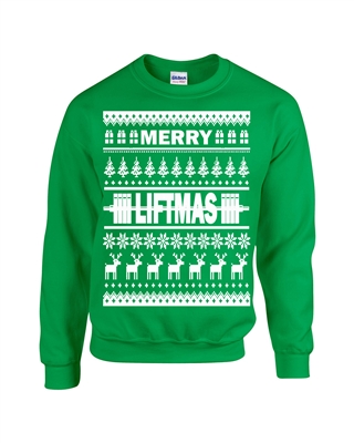 Merry Liftmas Ugly Sweater Design Christmas Unisex Crew Sweatshirt (1712)