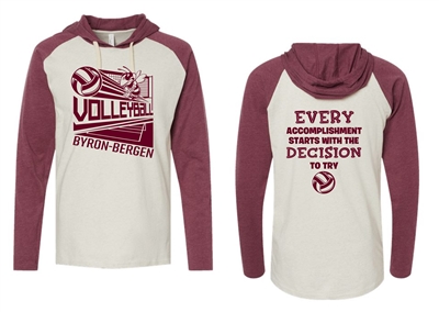 Byron-Bergen Volleyball Hooded Long Sleeve Raglan T-Shirt (6917)