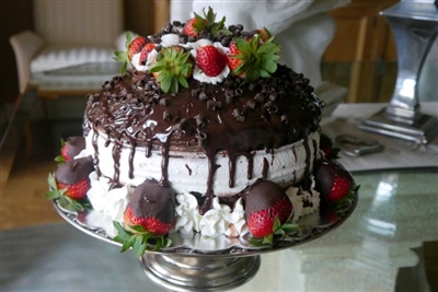 Laura's Chocolate Cake with Strawberries