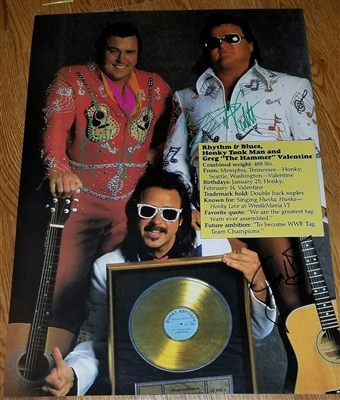 HONKY TONK MAN, GREG VALENTINE & JIMMY HART signed poster!!