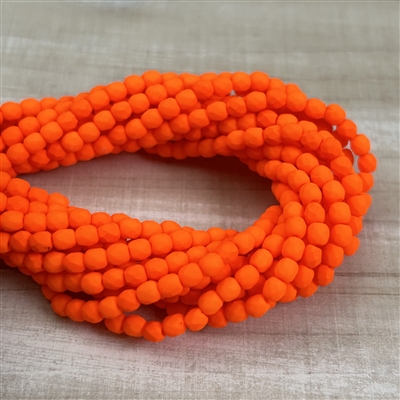 kelliesbeadboutique.com | 3mm Firepolish Neon Orange