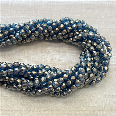 kelliesbeadboutique.com | 3mm Halo Azurite Firepolish Beads