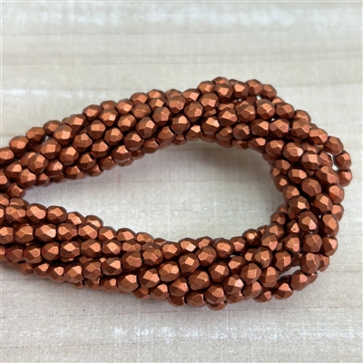 3mm Firepolish Matte Metallic Antique Copper Beads