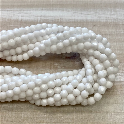 kelliesbeadboutique.com | 4mm Firepolish Opaque White