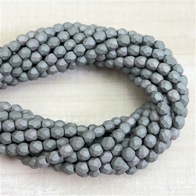 kelliesbeadboutique.com | 4mm Saturated Grey Firepolish Beads