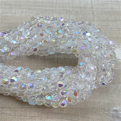 kelliesbeadboutique.com | 4mm Firepolish Crystal AB Beads