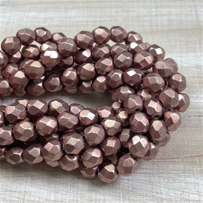 kelliesbeadboutique.com | 6mm Firepolish Metallic Pale Dogwood