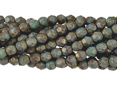 kelliesbeadboutique.com | 6mm Firepolish Stone Copper Picasso Chrysocolla