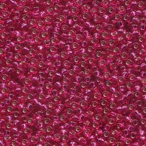 kelliesbeadboutique.com | 11/0 Silver Lined Raspberry Transparent Miyuki Seed Beads