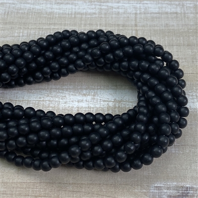 kelliesbeadboutique.com | 4mm Czech Rounds Matte Jet