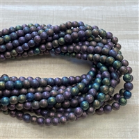 kelliesbeadboutique.com | 6mm Czech Rounds Matte Iris Purple Beads