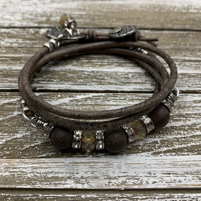 5 Wrap Leather and Czech Glass Bracelet Kit