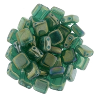 CzechMates Luster Iris Atlantis Green Tile Bead 6mm