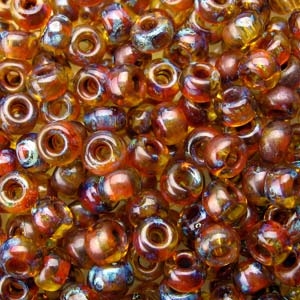 8/0 Miyuki Picasso Saffron Trans Seed Beads