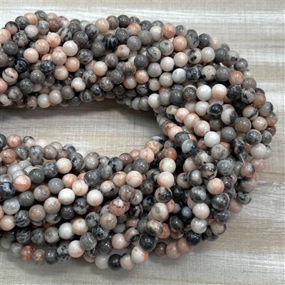 6mm Pink Zebra Jasper Strands