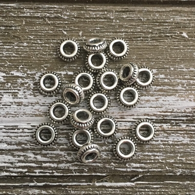 Antique Silver Rondelle Spacer Bead