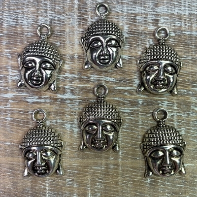 Antique Silver Buddha Head Charm