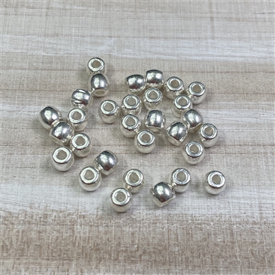 kelliesbeadboutique.com | Silver Plated Barrel Beads