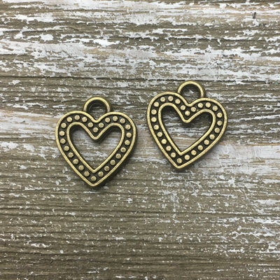 Antique Bronze Open Heart Charm