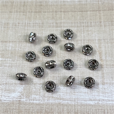 4mm Brass Rhinestone Spacers - Gunmetal