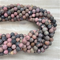 kelliesbeadboutique.com | 8mm Matte Rhodonite with Matrix