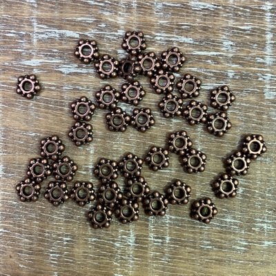 6mm Antique Copper Flower Beads