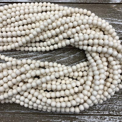 6mm White Wood Bead Strands