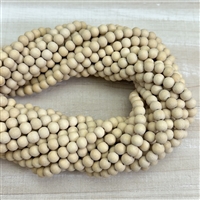 6mm Matte White Wood Bead Strands