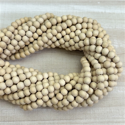 6mm Matte White Wood Bead Strands