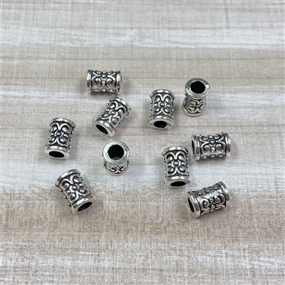 kelliesbeadboutique.com | Antique Silver Column Beads