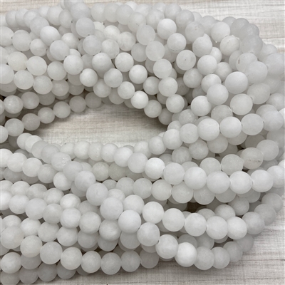 kelliesbeadboutique.com |8mm Matte White Jade Strands