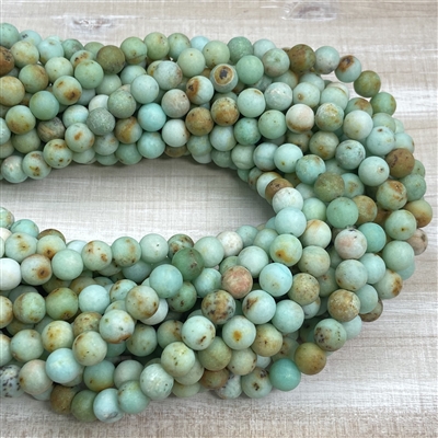 kelliesbeadboutique.com | 8mm Matte Mongolia Turquoise Round Beads