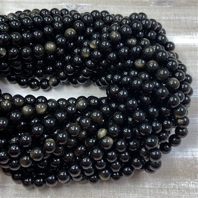 kelliesbeadboutique.com | 8mm Gold Sheen Obsidian Strands