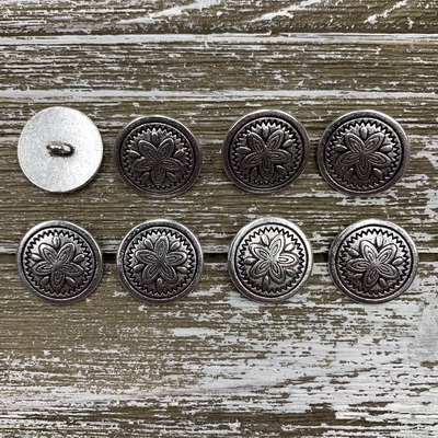 20mm Antique Silver Flower Button