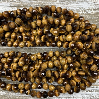 10mm Large Hole Tigers Eye Strands