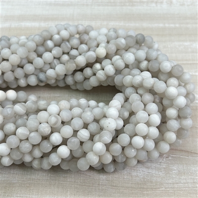 6mm Matte White Lace Agate