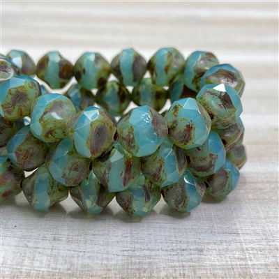 kelliesbeadboutique.com | 8mm Baroque Beads Sea Green Picasso