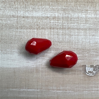 kelliesbeadboutique.com | 10mm x 15mm Faceted Red Crystal Teardrops - 2 pieces