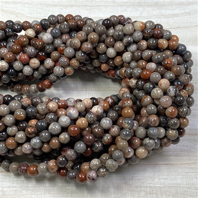 kelliesbeadboutique.com | 6mm Chrysanthemum Fossil Agate Strands