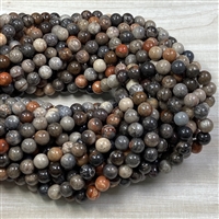 kelliesbeadboutique.com | 8mm Chrysanthemum Fossil Agate Strands