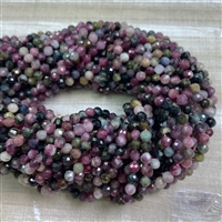 kelliesbeadboutique.com | 4mm Faceted Multi Color Tourmaline Strands