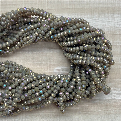 kelliesbeadboutique.com | 3x2mm Full Plated Rainbow Gray Chinese Crystal